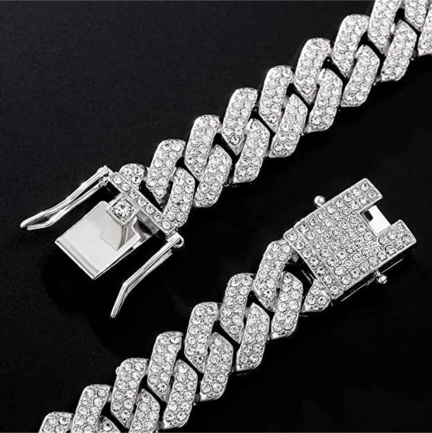 vien Mc Stan Style Cuban Link Chain for Men,Women Chain Miami Necklace Iced  Out Cubic Zirconia Sterling Silver Plated Stainless Steel Chain
