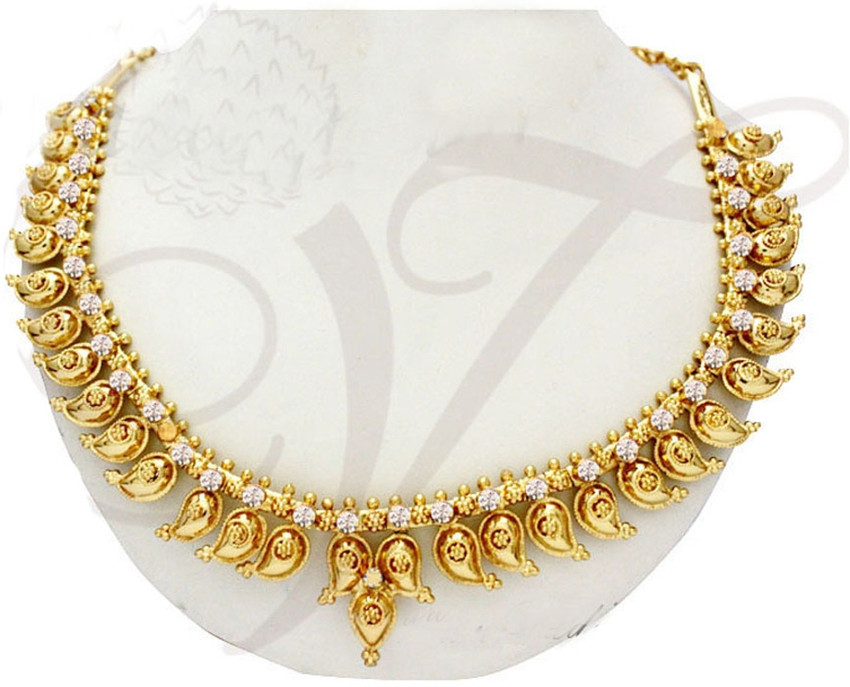 Vadaamalar Pink Stones Gold Colour MangaMalai Metal Necklace Price