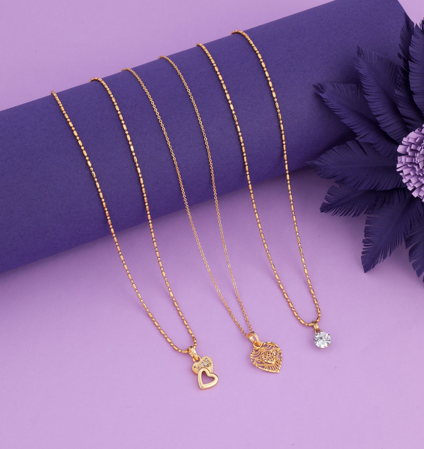 Jewel WORLD Combo of 3 Pcs 18 inch short pendant necklace chain
