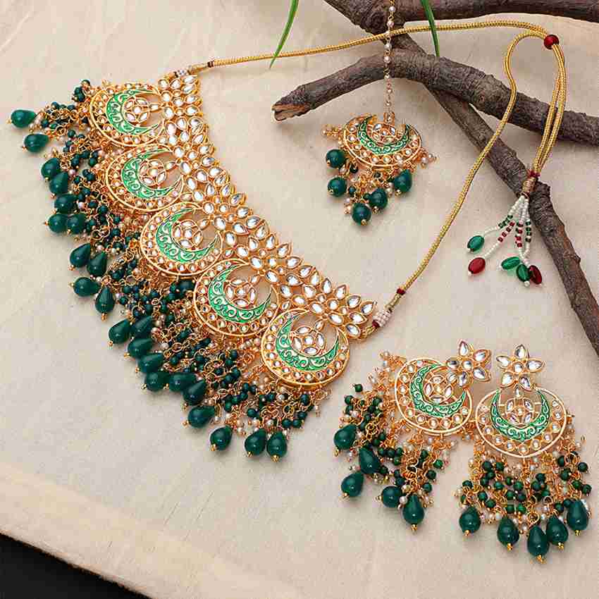 Green bridal deals choker set