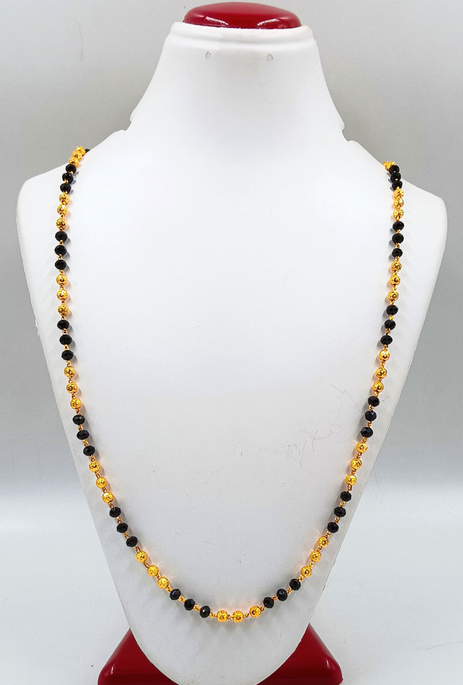 JHB Gold Plated And Black Crystal Daily Wear 24 Inch Long Chain