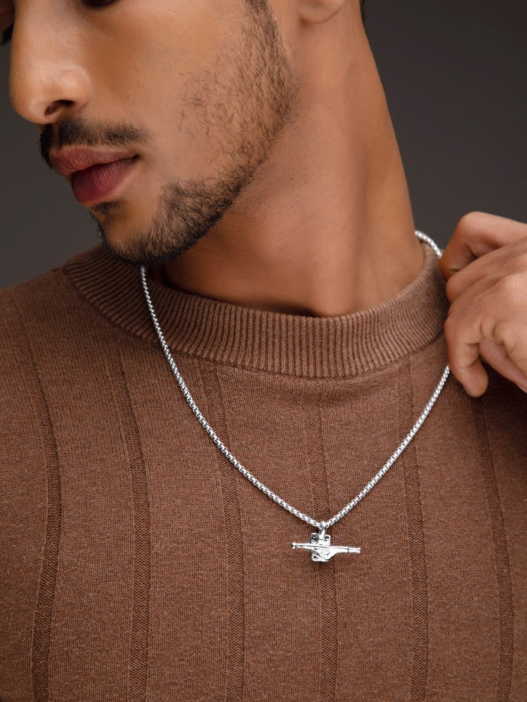 Buy The Roadster Lifestyle Co Men Silver Plated Chain - Necklace