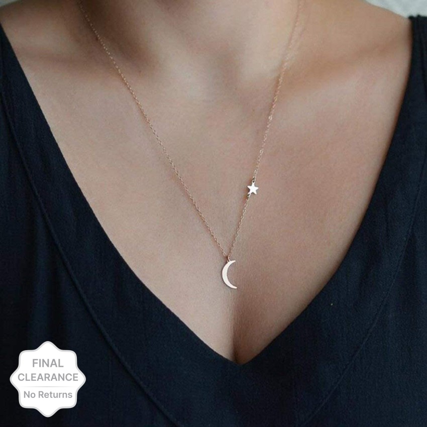 Layered Necklace Chain for Women Girls - Stars and Moon Choker Necklaces  Crescent Pendant Necklace Jewelry