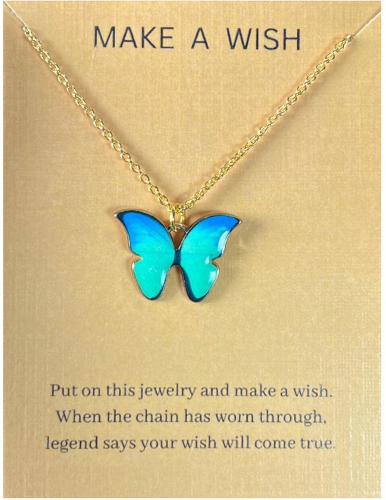 AVR JEWELS Pretty Blue butterfly Neck pendant for women and girls