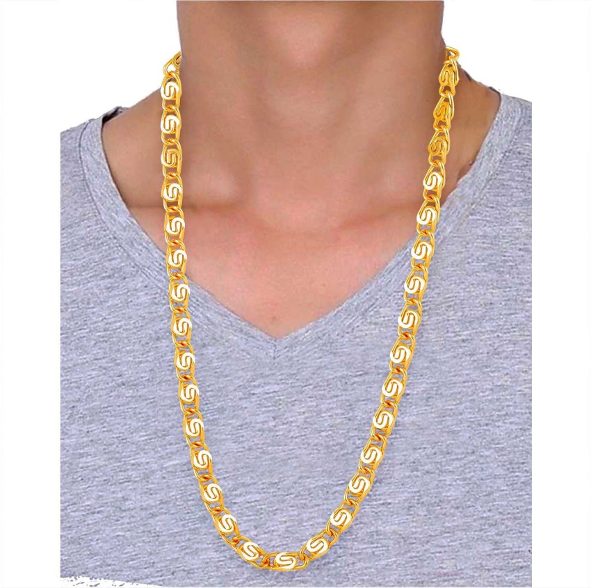 MEENAZ chain for boys gold chain for men neck chain necklace heavy golden  stylish party Titanium, Gold-plated Plated Metal, Brass, Copper, Alloy,  Stainless Steel Chain Price in India - Buy MEENAZ chain