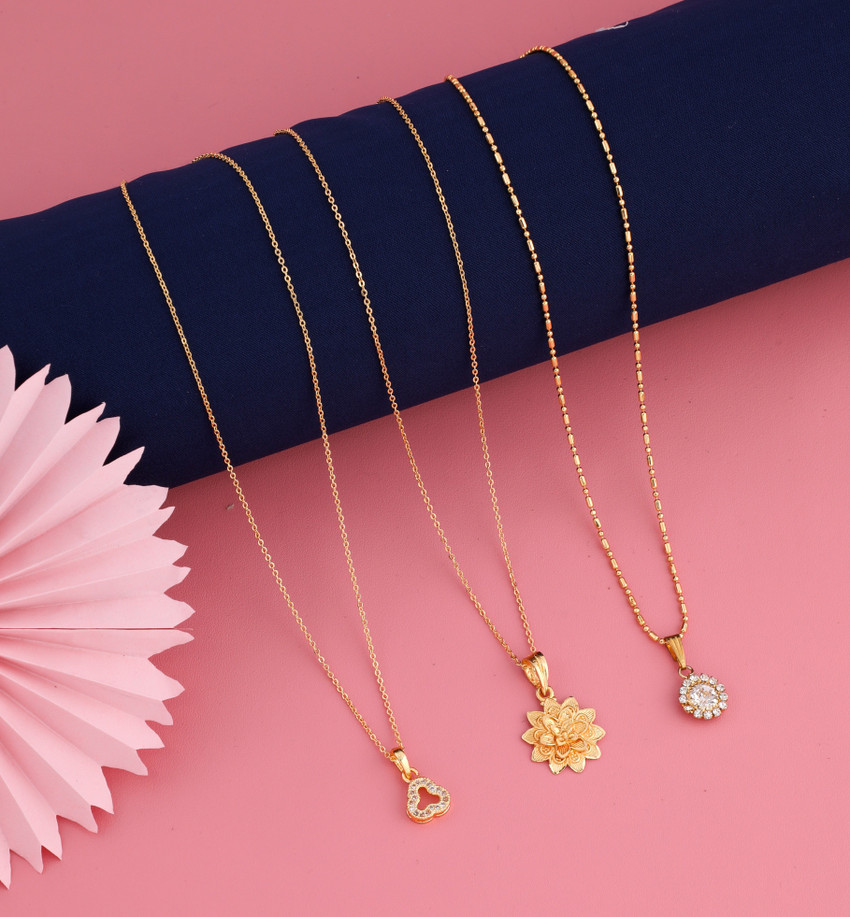 Jewel WORLD Combo of 3 Pcs 18 inch short pendant locket chain with