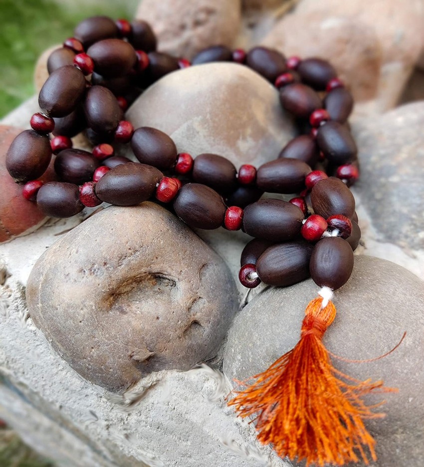 Real Divinas Grey Kamal Gatta Rosary Japa Necklace Beads Wood