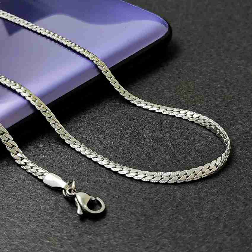Alvira Valentine Long Chain for Men & Boy Stylish Silver Plated