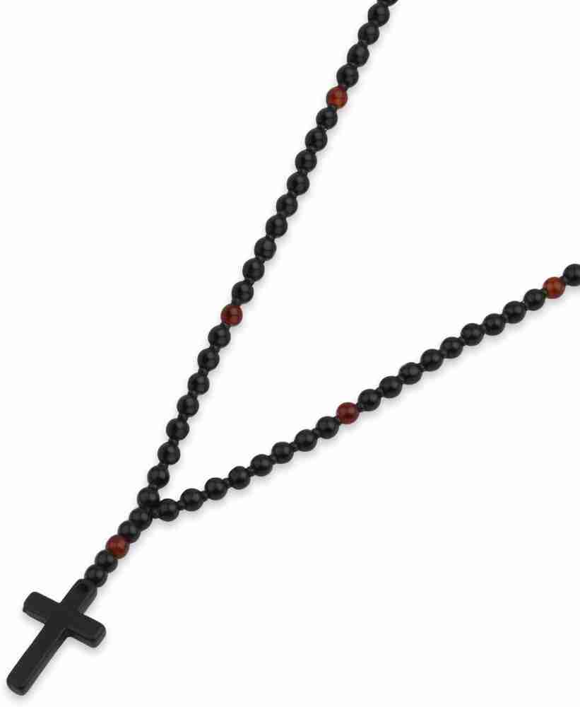 Mens beaded necklaces with on sale cross