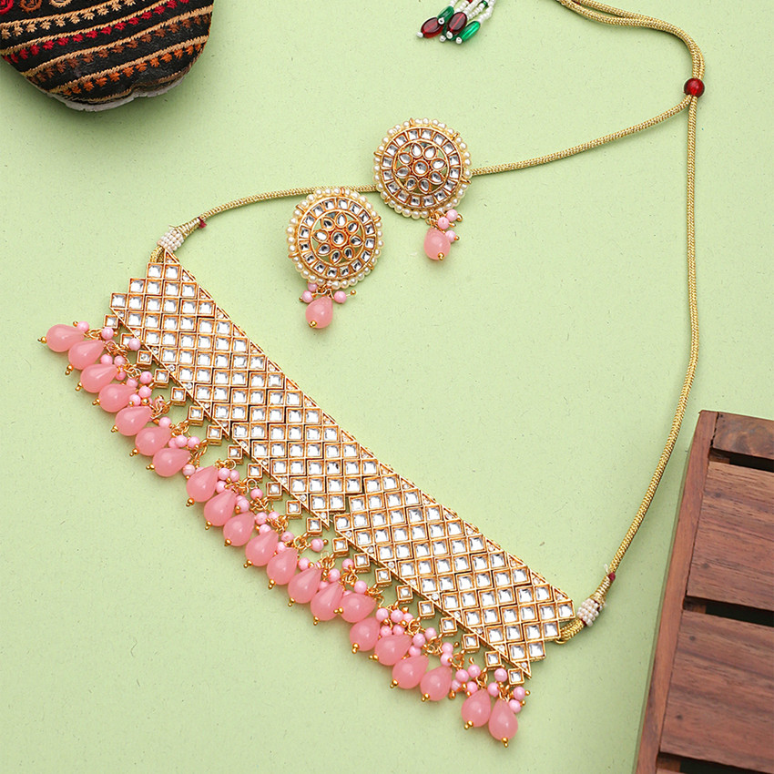 Light pink necklace and earring set shop