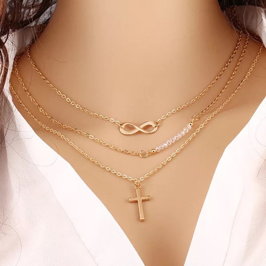 Gold chain with hot sale cross for girl