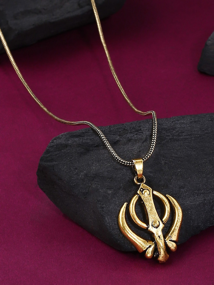 Viraasi Sikh Khanda Pendant for Mens and Boys Gold plated Brass Pendant Price in India Buy Viraasi Sikh Khanda Pendant for Mens and Boys Gold plated Brass Pendant Online at Best Prices in
