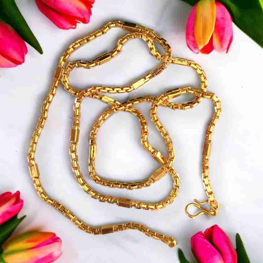 WIDOWCREATIONS One Gram Gold Plated Trendy Real Gold Designer Chain For Men  And Boy 20 Inch Gold-plated Plated Brass Chain Price in India - Buy  WIDOWCREATIONS One Gram Gold Plated Trendy Real