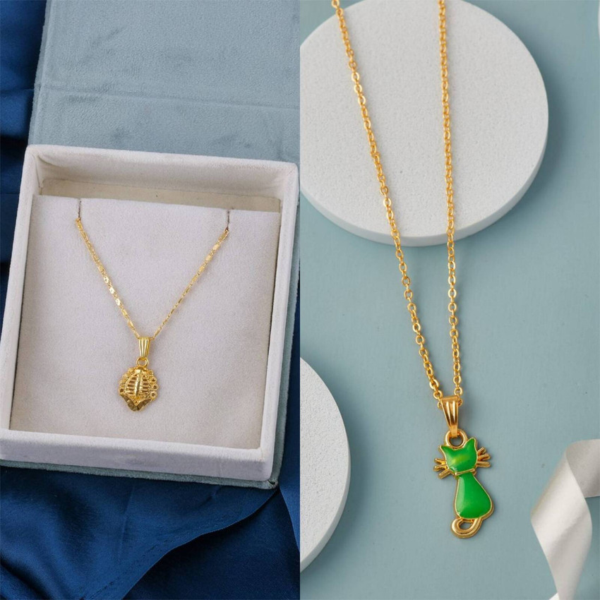 Birado jewellery Korean jewellery Gold Plated Pendant and chain for Girls Women 2 Combo Gold plated Plated Brass Chain Price in India Buy Birado jewellery Korean jewellery Gold Plated Pendant and chai...