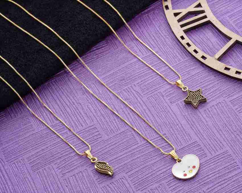 Ramdev Art Fashion Jewellery 3 Pic Designer And Stylish Gold Chain For Women And Girls Gold-plated Plated Copper Necklace