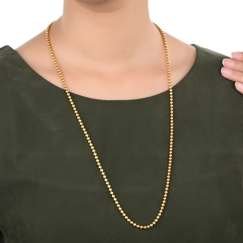 Beadworks Beadworks Gold Plated 21 Inches 25 Gram Designer Trendy Brass Ball Chain Necklace Mala Gold plated Plated Brass Chain