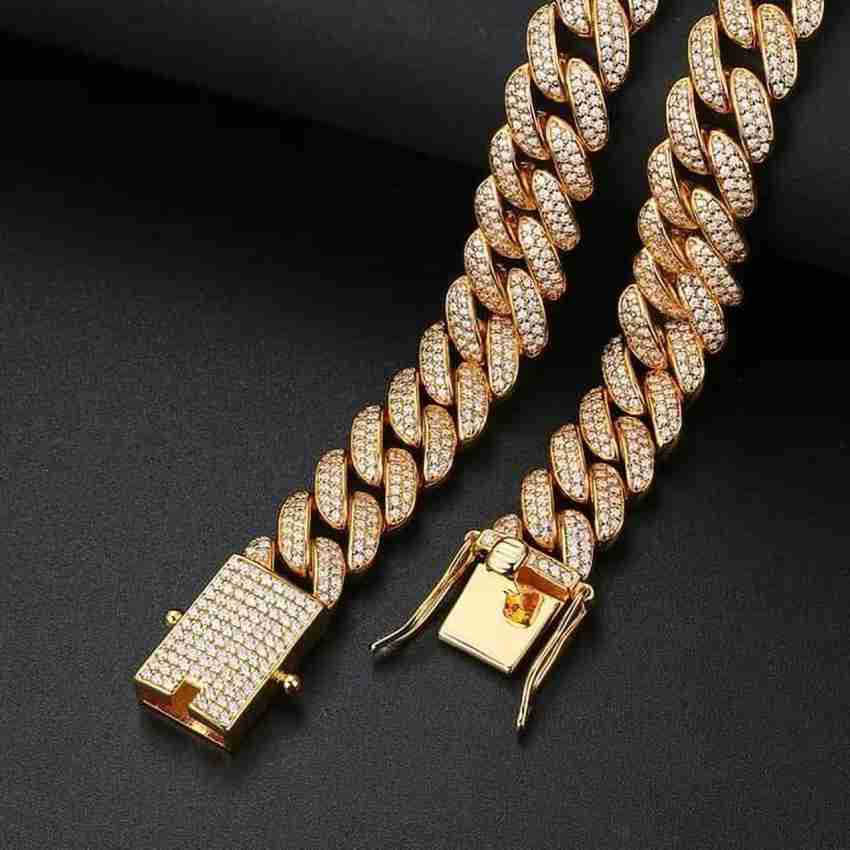 MEENAZ Hip Hop Cuban Chain MC stan chain miami cuban link chains Rapper  Necklace ad cz Cubic Zirconia, Diamond, Crystal, Zircon Titanium, Platinum,  Sterling Silver Plated Metal, Brass, Stone, Silver, Copper, Alloy