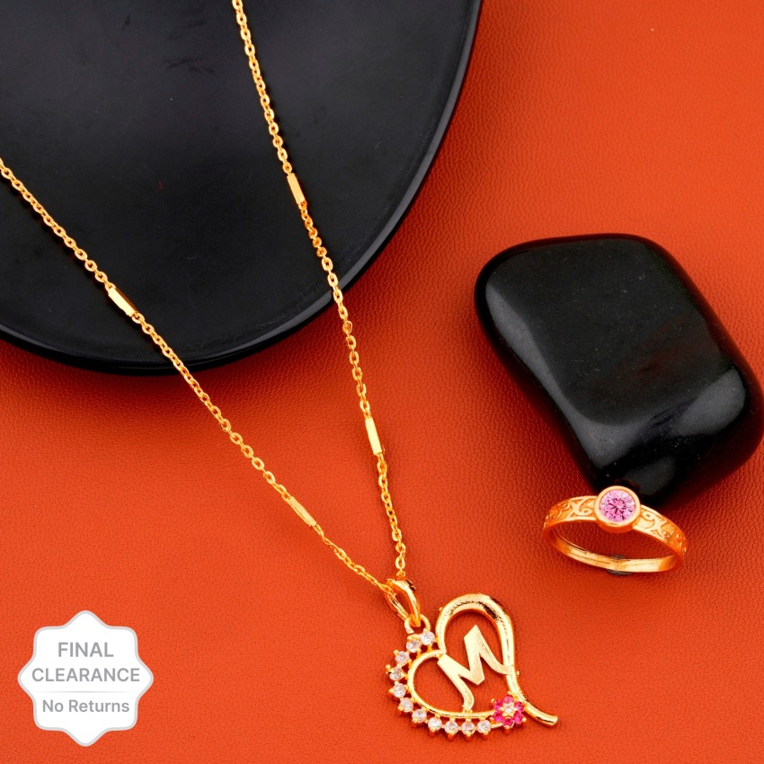 Bright STYLE ''M letter pendant necklace chain for women & girls