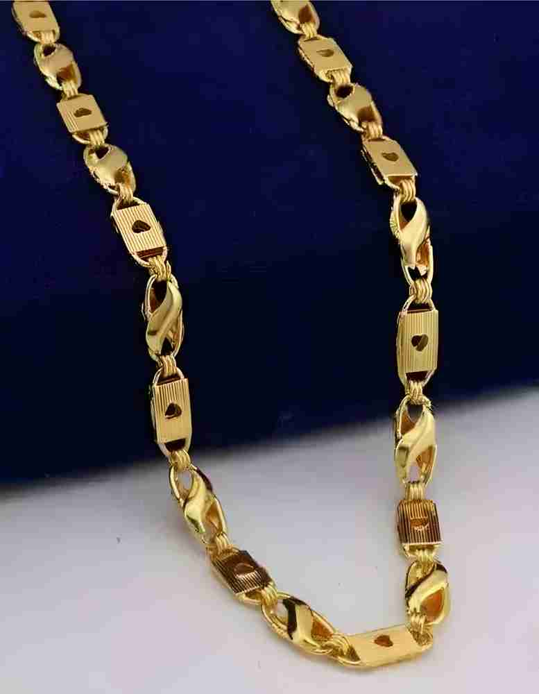 Jemeefly Trending Mens and Boys Biscuit chain Gold plated Plated