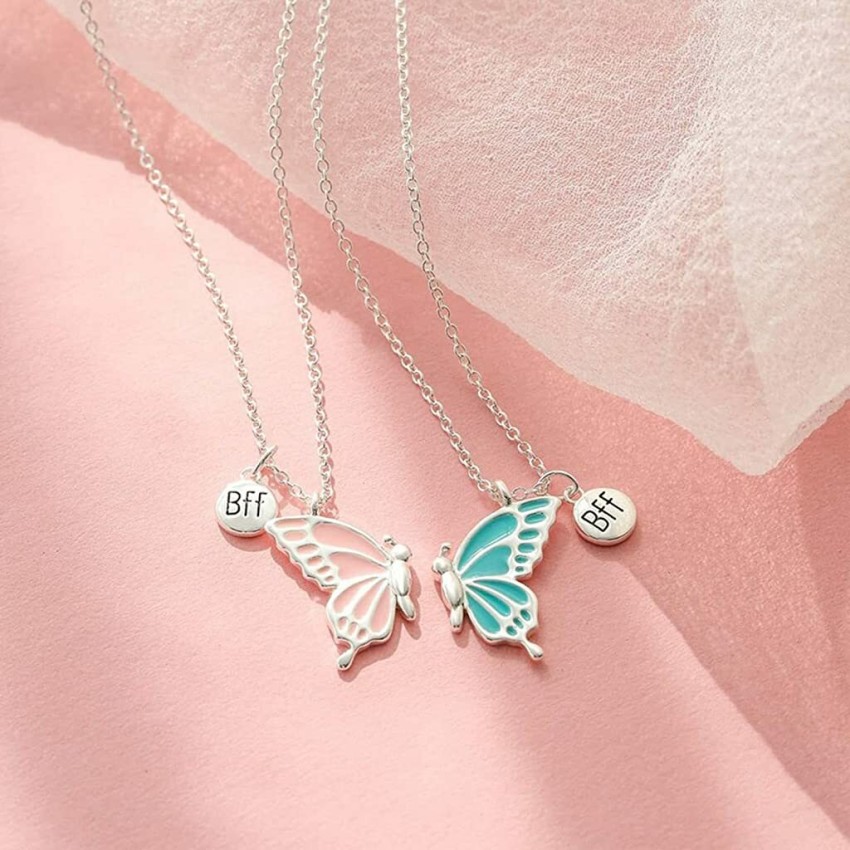 Silver Best Friend Butterfly Necklace Pack