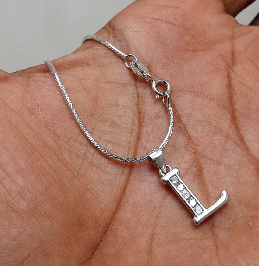 LOUIS VUITTON LV Initial Chain Necklace Pendant Metal Silver M00317 85RC551