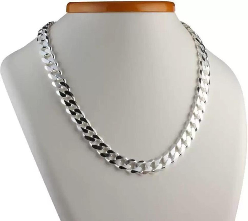 Morbih Stylish Silver Chain for Boys Silver Plated Stainless Steel