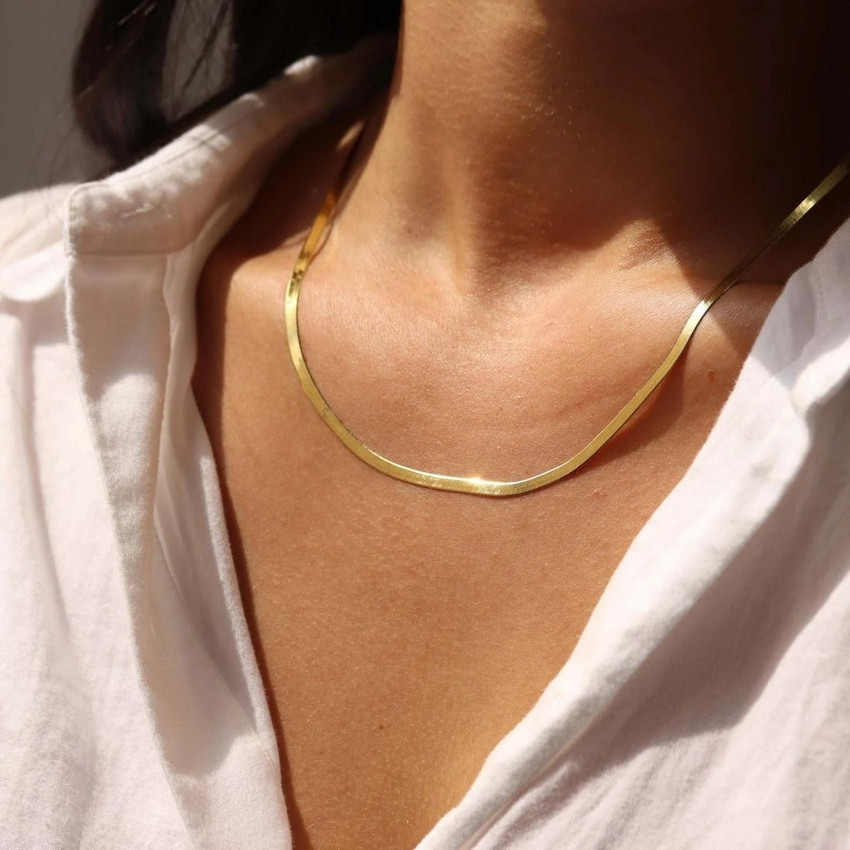 Gold flat snake chain online