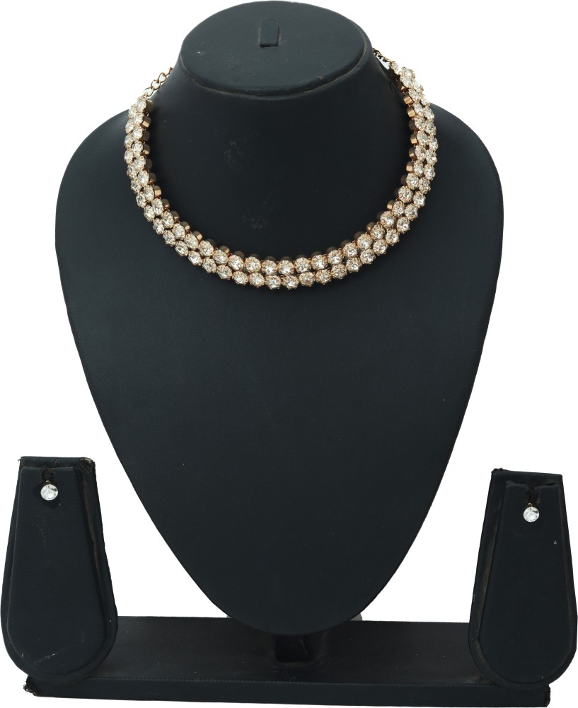 American diamond necklace on sale set flipkart