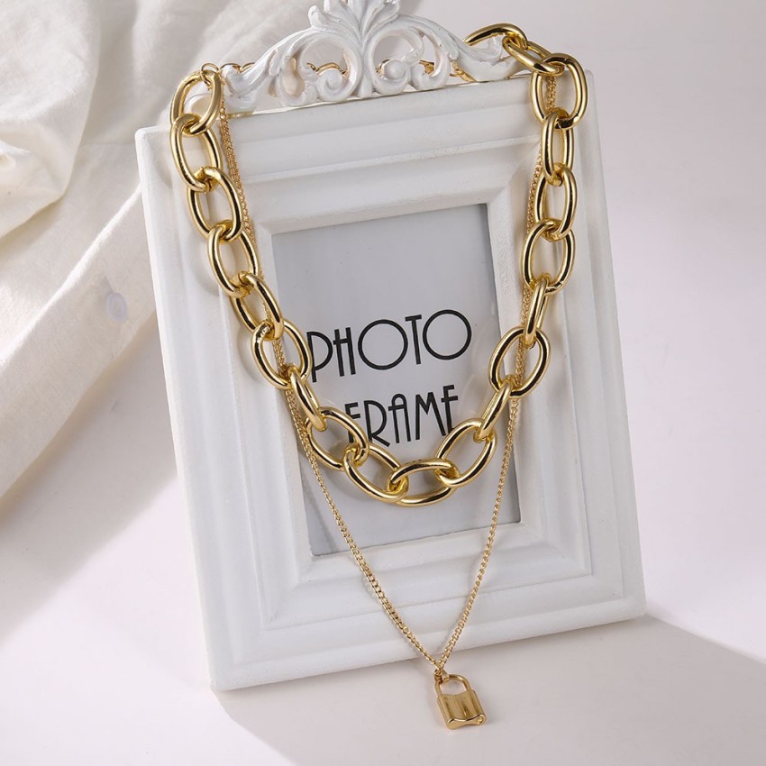 Gold Double Layer Love Lock Necklace