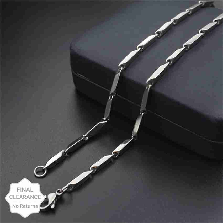 Fashion Frill Silver Chain For Boys Stylish Locket Necklace Silver Chains For Men Boys Girls Silver Plated Stainless Steel Necklace