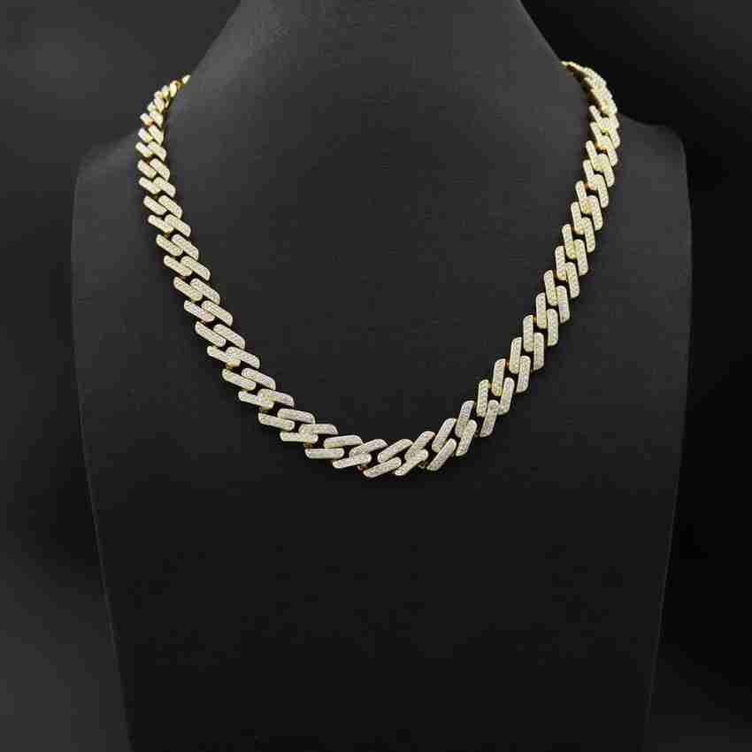 Buy KRYSTALZ Men Mc Stan Hindi Pendant Cuban Link Necklace Iced Out 13MM  Bling Diamond Chain Miami Hip Hop Jewelry (Gold) at