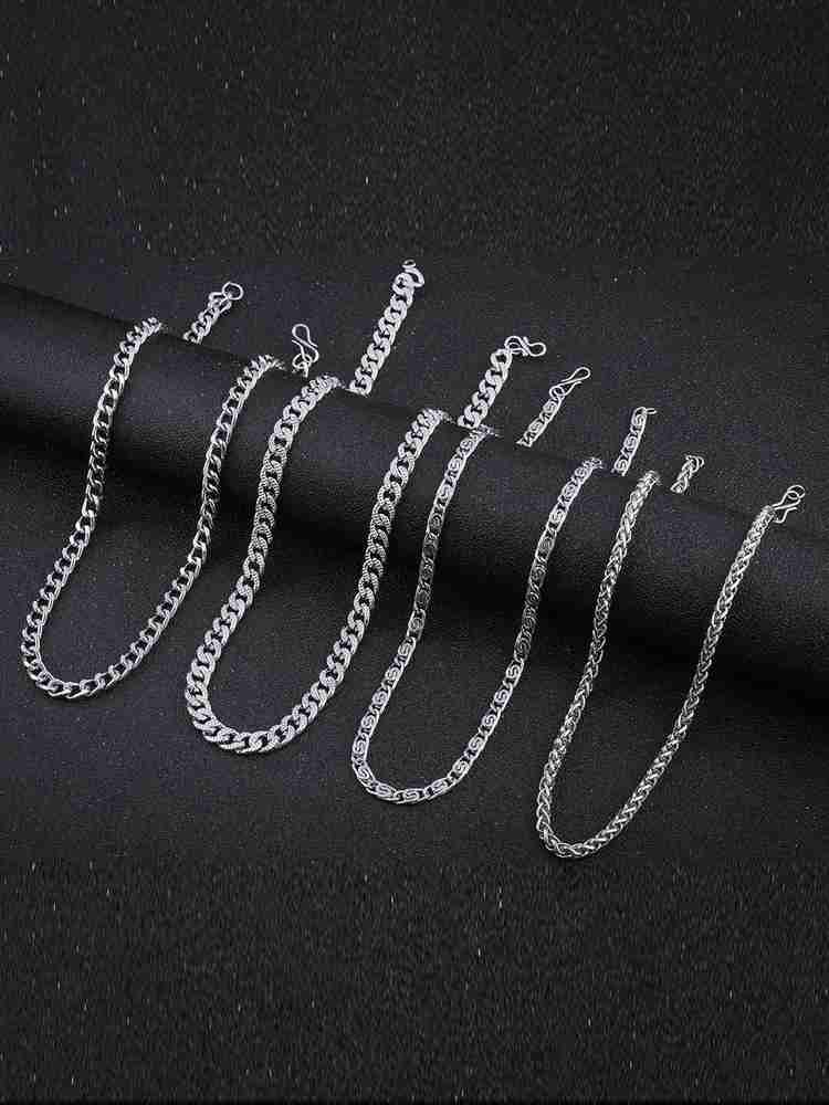 BRANDSOON 1 Gram Rhodium Silver plated Chain pack of 4 Rhodium Plated Alloy Chain Price in India Buy BRANDSOON 1 Gram Rhodium Silver plated Chain pack of 4 Rhodium Plated Alloy Chain Online