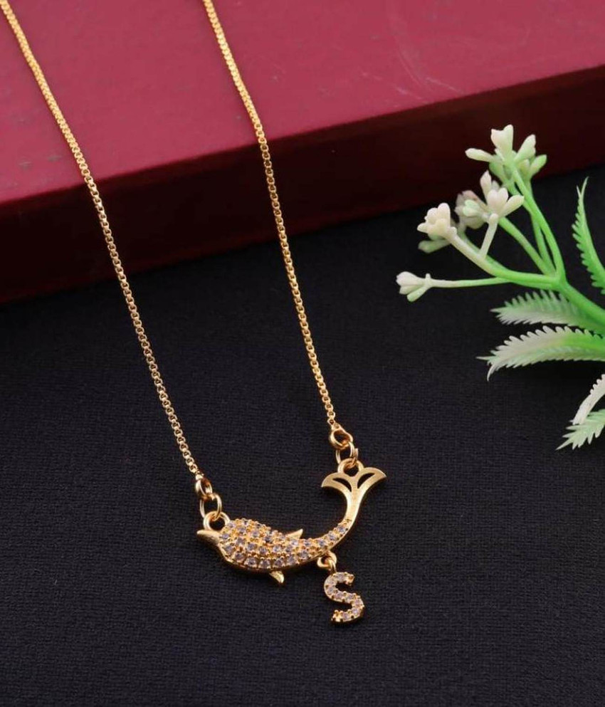Jewel WORLD S name letter Gold plated 18 Inch short Pendant