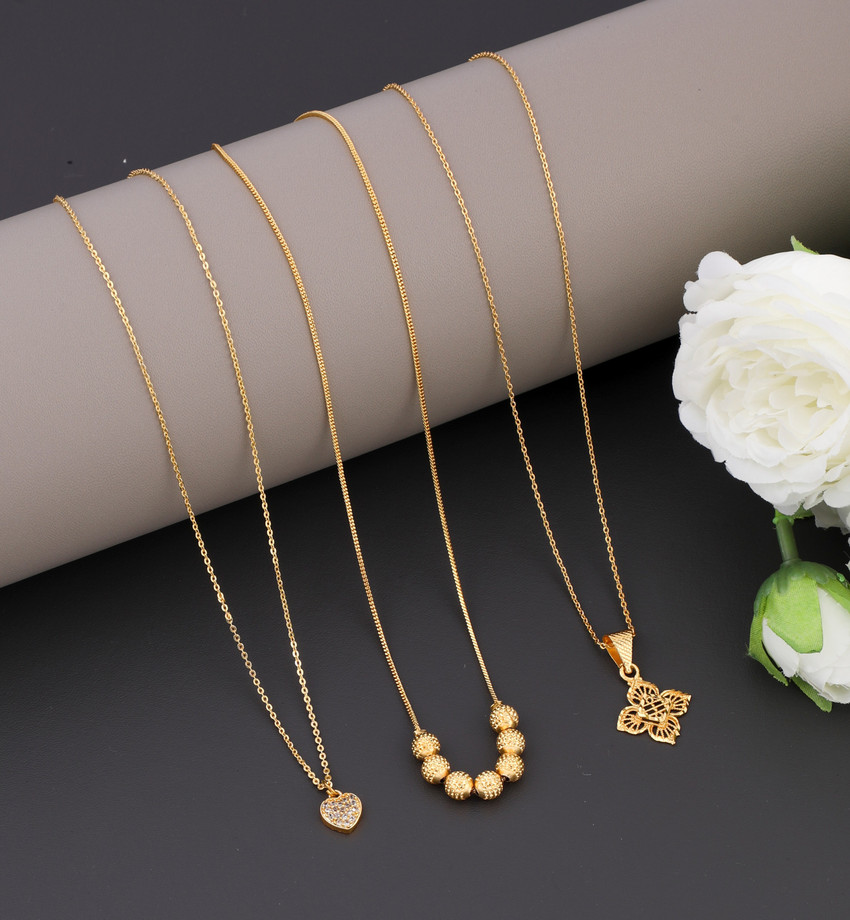Vraj india Combo Gold plated 18 Inch short necklace pendant chain