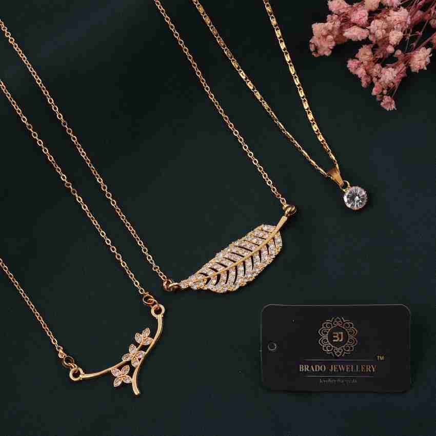 brado jewellery Pack of 3 Necklace Pendant Chain for women Diamond