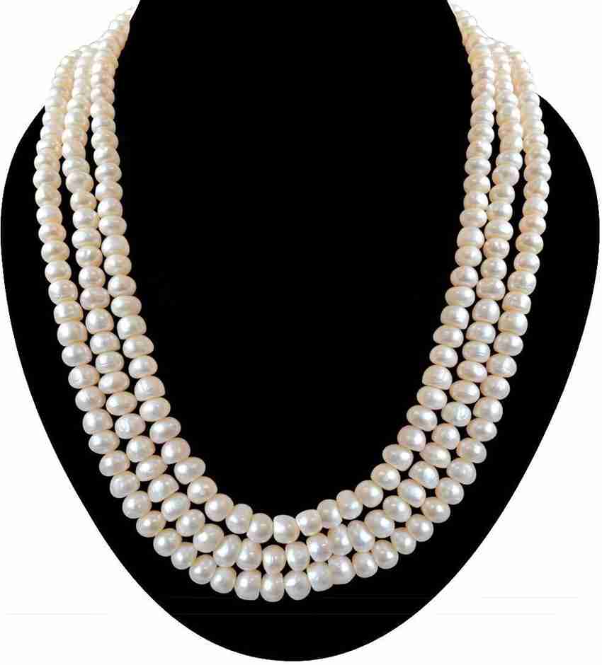 Buy SURAT DIAMONDS 3 Line Multi Strand Real Freshwater Pearl Necklace For Women Sn745 Pearl Metal Necklace Online at Best Prices in India Flipkart