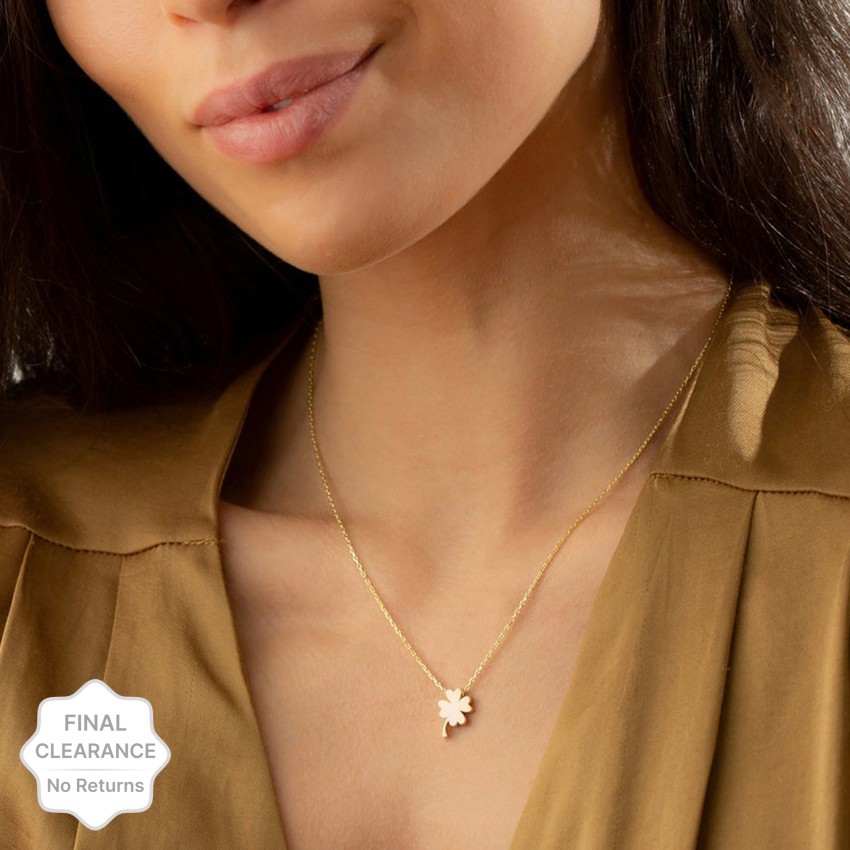 UGFASHION Minimalist delicate women 4 leaf clover pendant gold four leaf  clover necklace Pearl Gold-plated Plated Alloy Necklace Price in India -  Buy UGFASHION Minimalist delicate women 4 leaf clover pendant gold