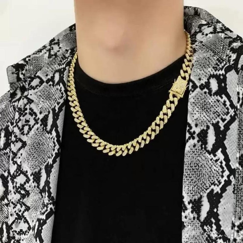 vien Mc Stan Style Cuban Link Chain for Men,Women Chain Miami Necklace Iced  Out Cubic Zirconia Sterling Silver Plated Stainless Steel Chain