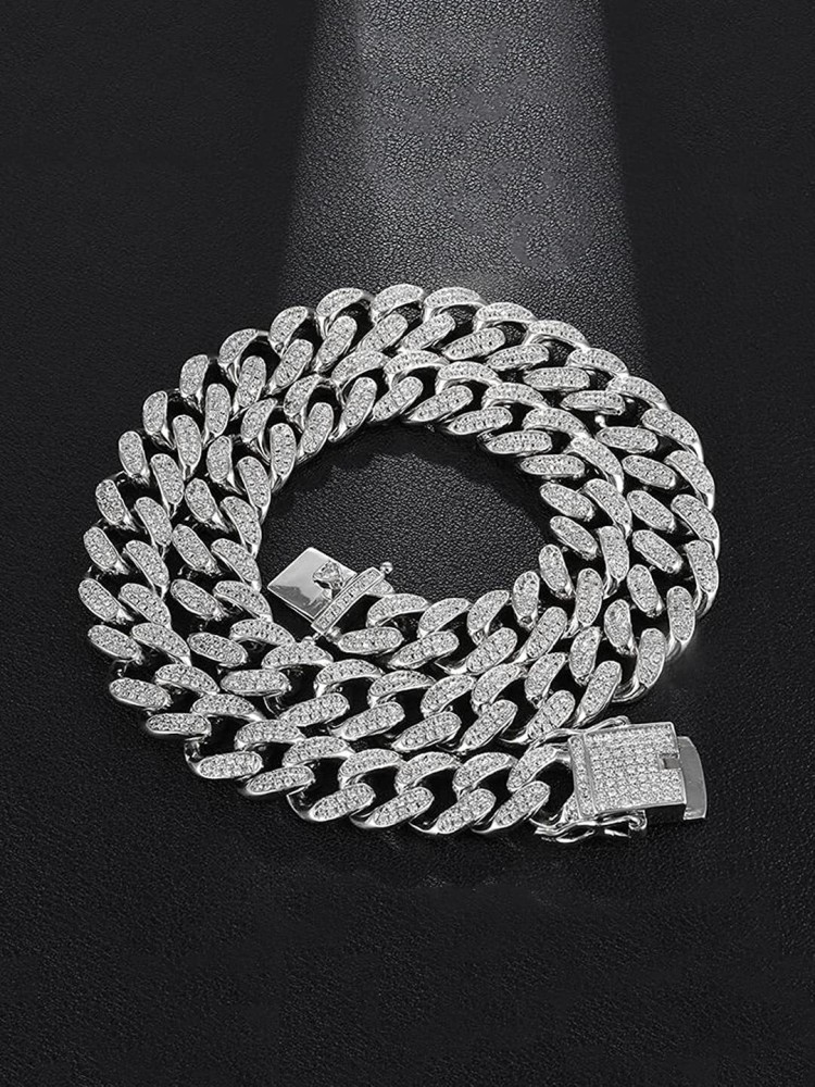 vien Mc Stan Style Cuban Link Chain for Men,Women Chain Miami Necklace Iced  Out Cubic Zirconia Sterling Silver Plated Stainless Steel Chain Price in  India - Buy vien Mc Stan Style Cuban