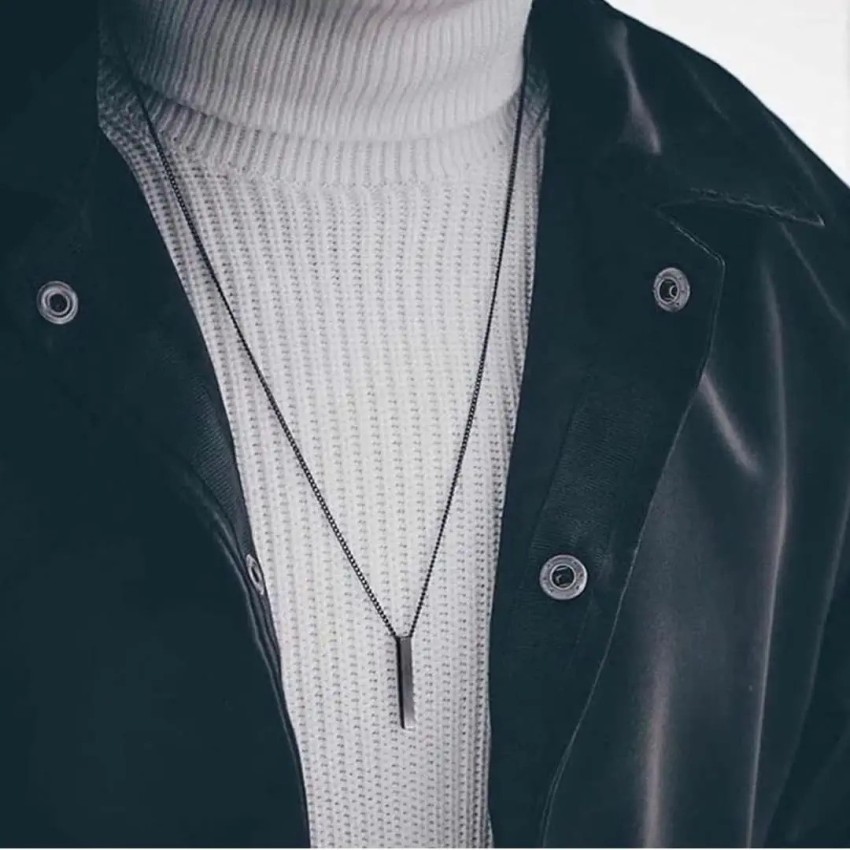  Fashion Frill Silver Chain For Men Bar Pendant Men Jewellery  Locket