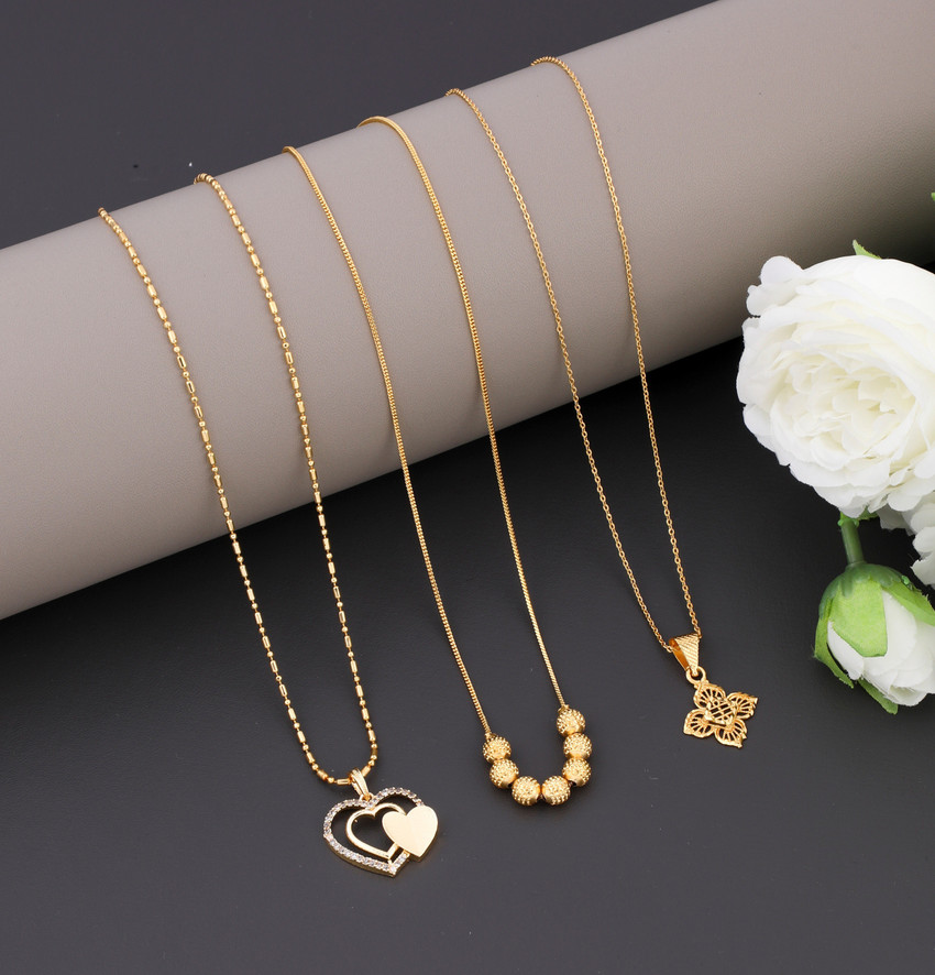 Jewel WORLD Combo of 3 Pcs 18 inch short pendant necklace chain
