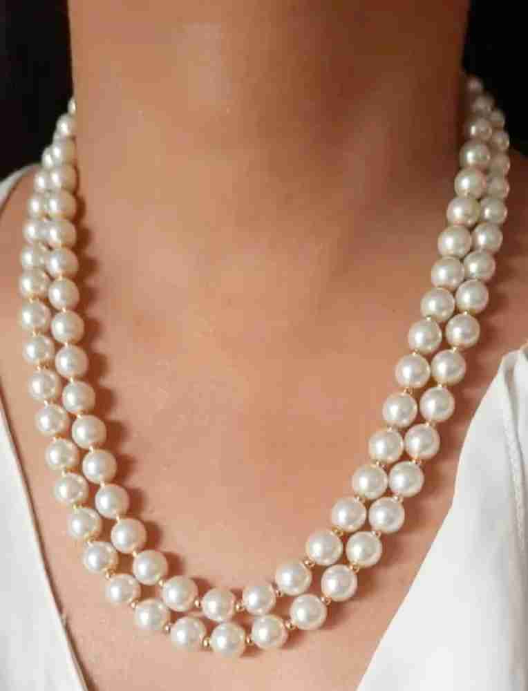 Double layered pearl necklace orders