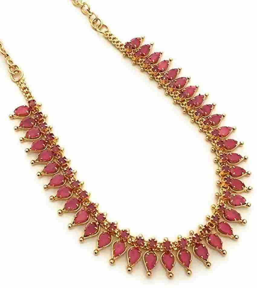 CM FASHIONS One Gram Gold Plated Traditional trendy Ruby