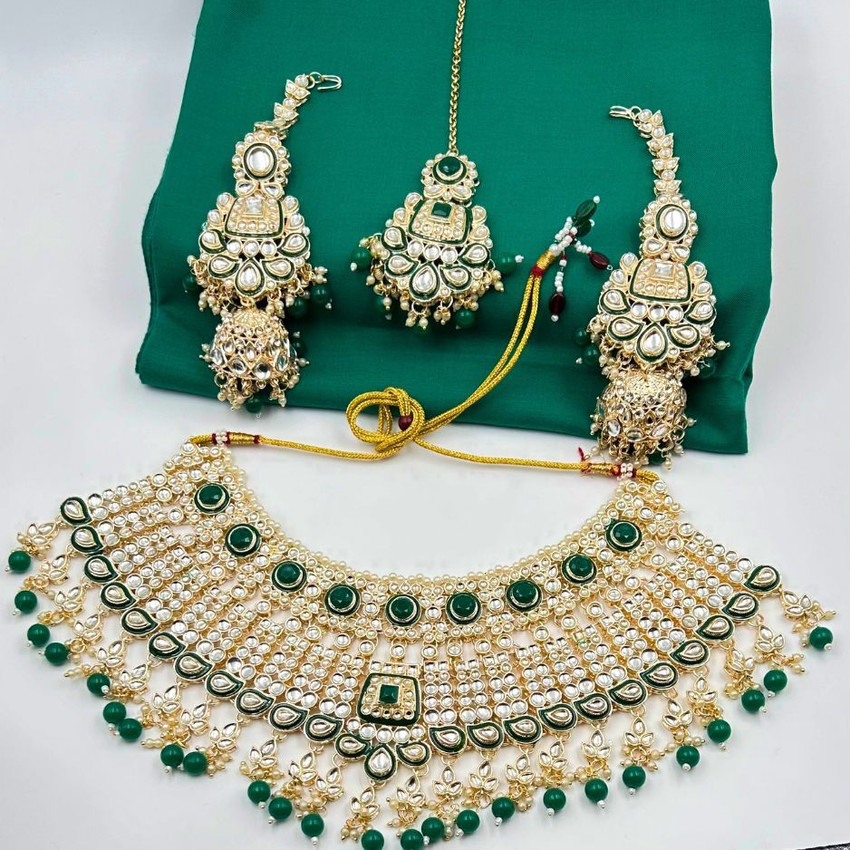 ONLINE VIKAS STORE Half Bridal Jewellery Set wedding bridal set jewellery Pearl Brass Plated Brass Necklace Set Price in India Buy ONLINE VIKAS STORE Half Bridal Jewellery Set wedding bridal set