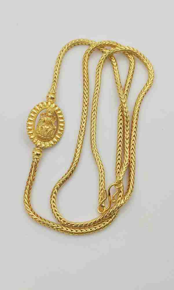 Hanaa One Gram Gold Micro Plated Laxmi Mugappu Chain For Women & Girls 26  Inches Gold-plated Plated Copper Chain