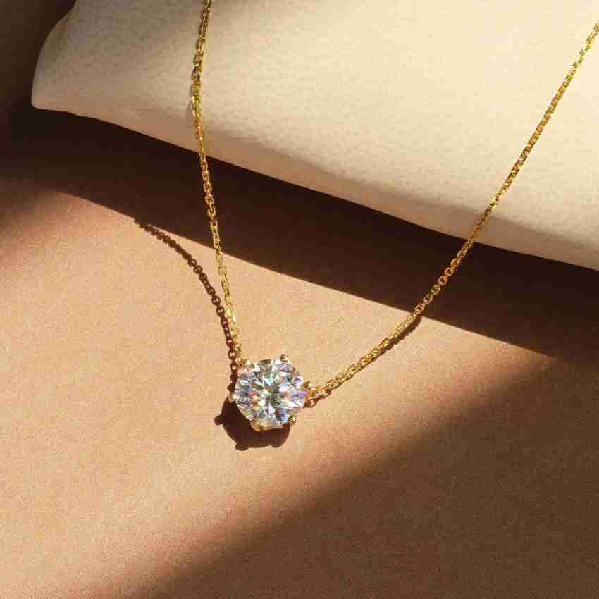 Vivity Solitaire Pendant Round Cut 1 Single American Diamond Cubic