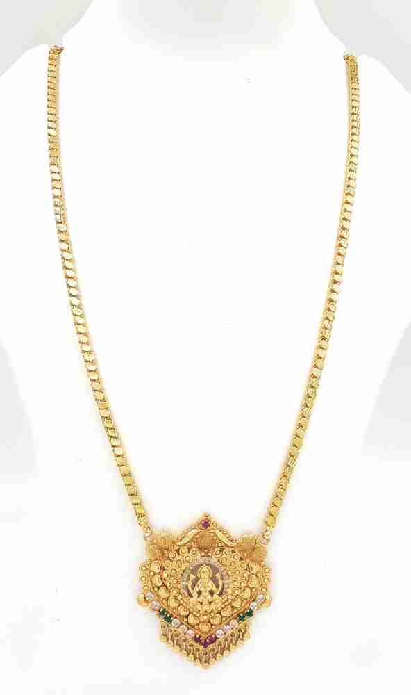 Anujeet Fashion Hub Gold Plated Fashion Jewellery Traditional Covering Long Chain with Multicolor AD stone Goddess Lakshmi Dollar Crystal Gold plated Plated Copper Chain Price in India Buy Anujeet Fas...