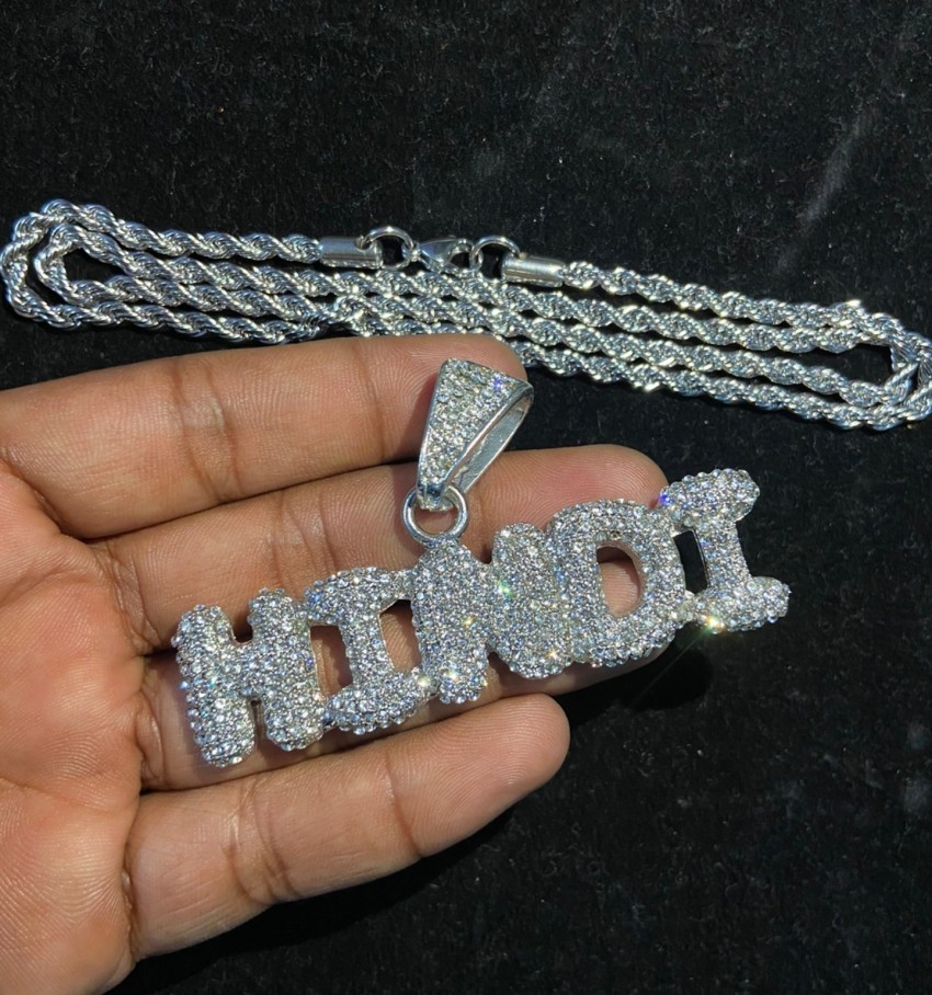 Buy KRYSTALZ Men Mc Stan Hindi Pendant Cuban Link Necklace Iced