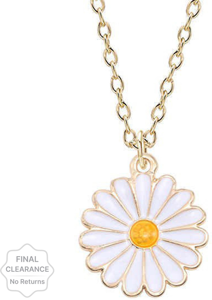 KERRY JEWEL White Daisy Floral Charm Pendant Necklace Chain for