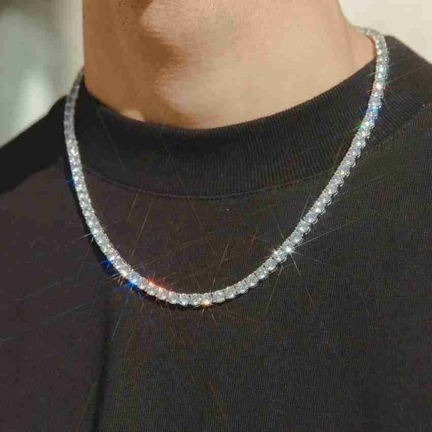 Silver diamond deals chain mens